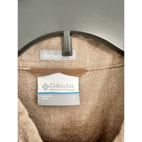 Columbia Men's Shirt Size Large Button‎ Down Tan Cotton Long Sleeve Grandpacore - Picture 4 of 12